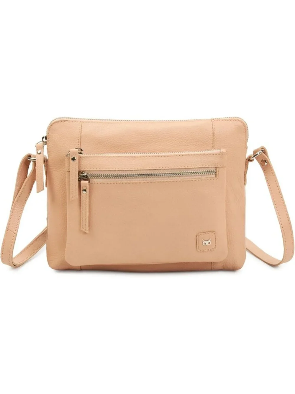 Women's Nude Genuine Leather Sling Purse with Adjustable Strap Crossbody bag